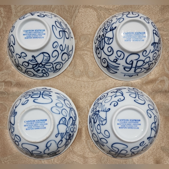 Vintage Chinese Double Happiness 12-pc Entrée & Sauce Plates Rice & Soup Bowls - Picture 5 of 7